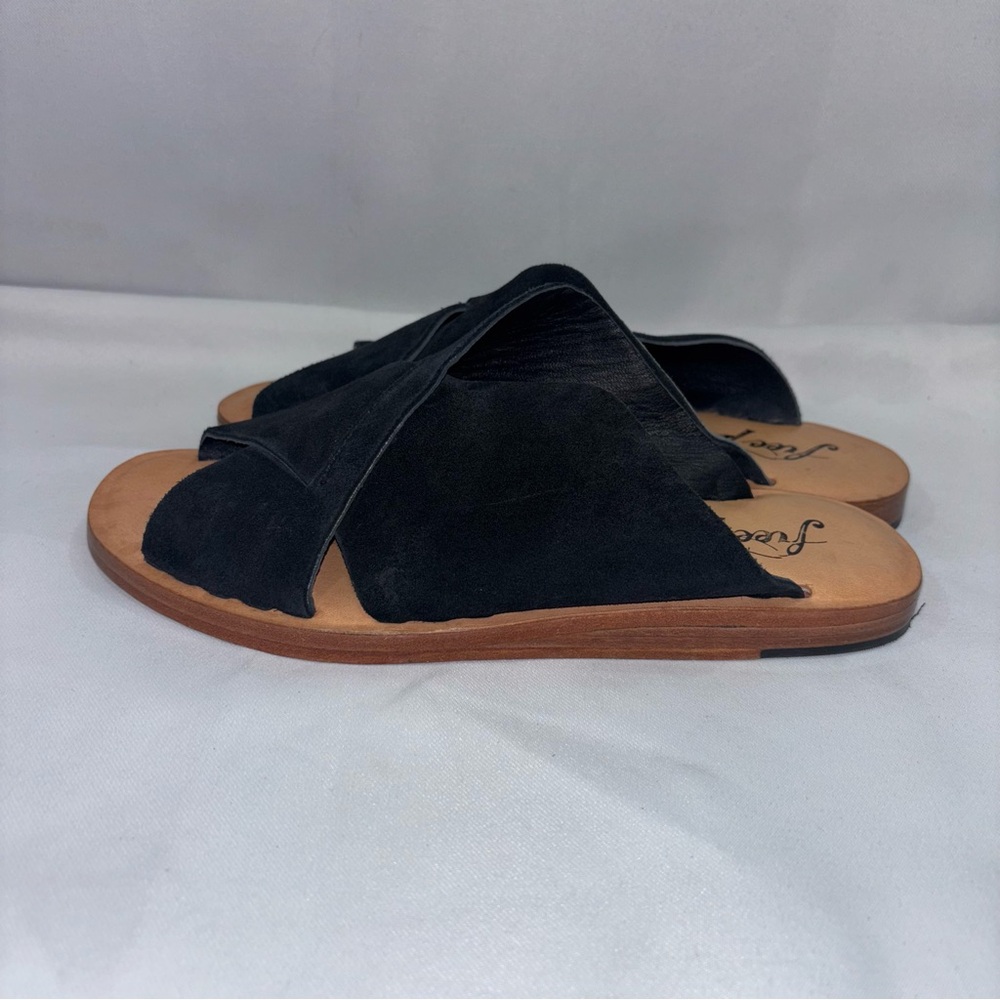 Free People Black Suede Crisscross Slide Sandals - Picture 3 of 9